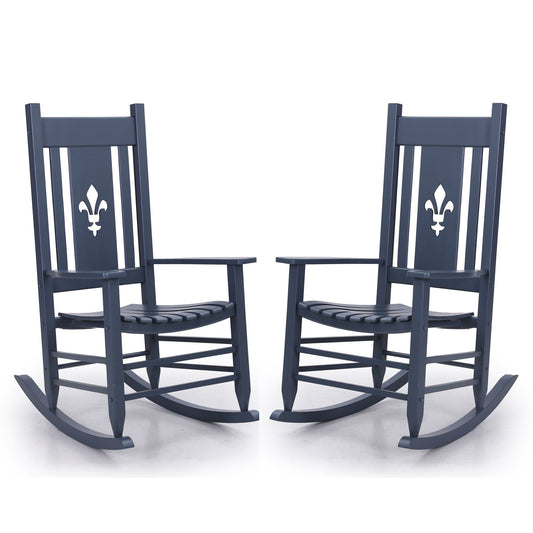 2PC Solid Outdoor Indoor Rocking Chair for Patio Deck Garden Rocker Chair
