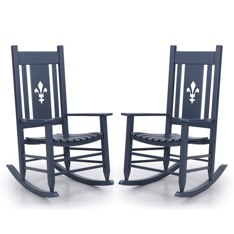2PC Solid Outdoor Indoor Rocking Chair for Patio Deck Garden Rocker Chair