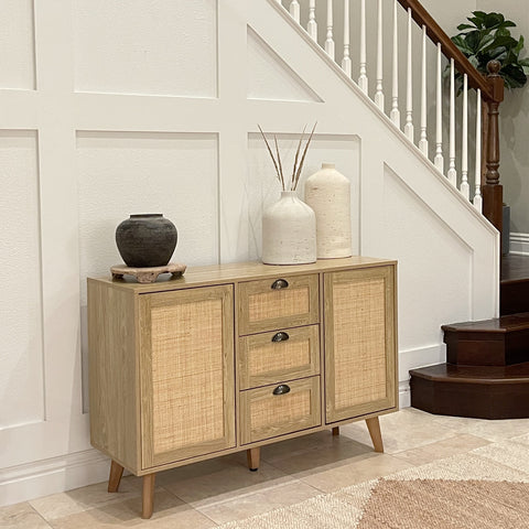 Natural Rattan Storage Cabinet and Chest of Drawers