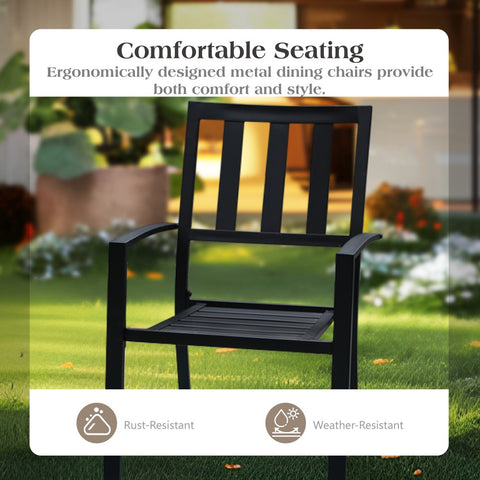 Outdoor Patio Metal Dining Chairs for Garden, Backyard