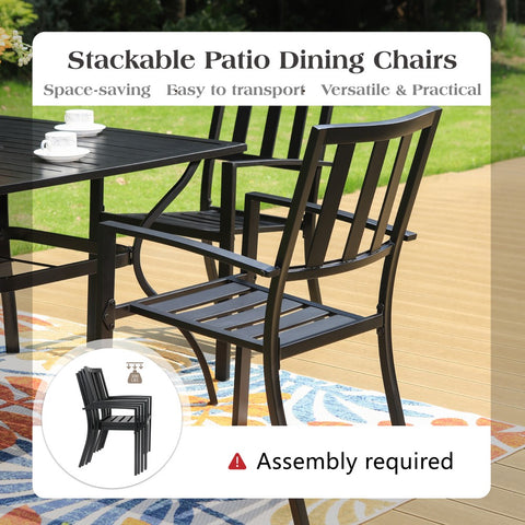 Outdoor Patio Metal Dining Chairs for Garden, Backyard