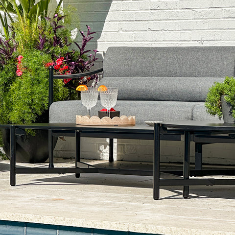 5-Seater Outdoor Conversation Sofa Set with Extra Thick Cushion and 2 Coffee Table