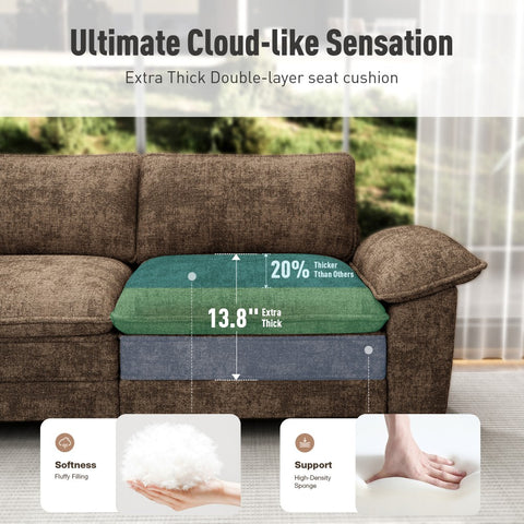 Modern Chenille Modular Cloud Sofa Set with Deep Seats for Living Room