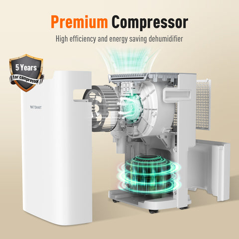 High Efficiency Home Dehumidifier with 3 Modes for Large Room