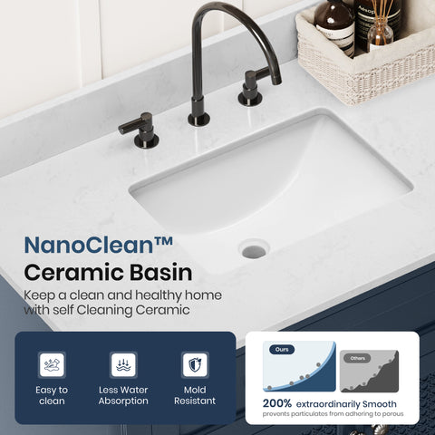 36" Free Standing Single Bathroom Vanity with Engineered Marble Top, Ceramic Sink, Backsplash