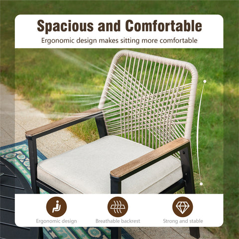 9-Piece Outdoor Patio Dining Set with Handcrafted Rattan Rope Chairs