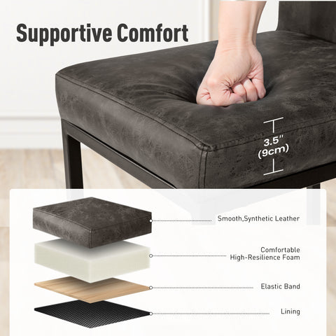 24 Inch Counter Height PU Leather Bar Stool with Backrest