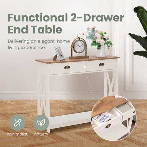 PHI VILLA Farmhouse-Inspired Manufactured Wood Coffee Table