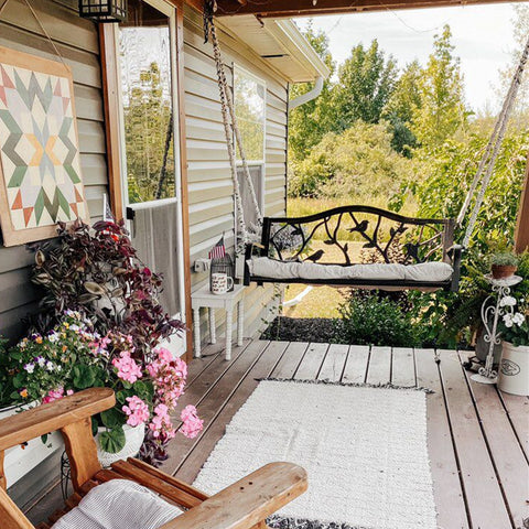 Porch Swing Seat with Hanging Chains, Patio Swing Bench