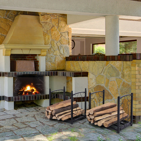PHI VILLA Double-layer Firewood Rack with Iarge Storage Space