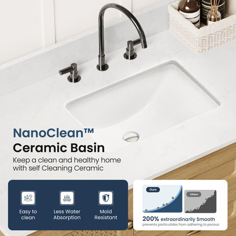 48" Free Standing Single Bathroom Vanity with Engineered Marble Top, Ceramic Sink, Backsplash