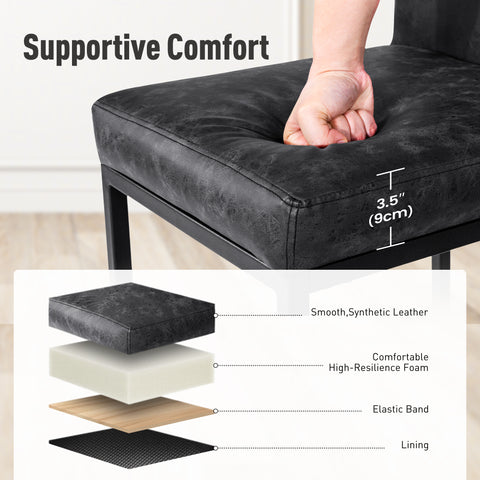 24 Inch Counter Height PU Leather Bar Stool with Backrest