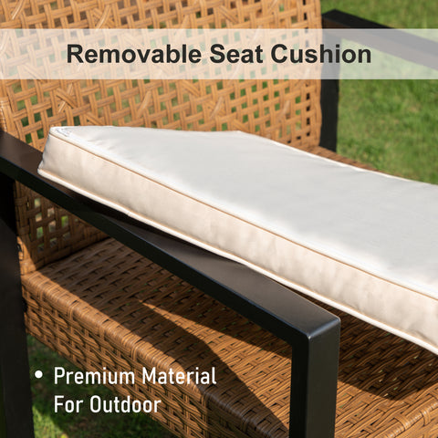 4-Piece Contemporary Rattan-wood Patio Conversation Set