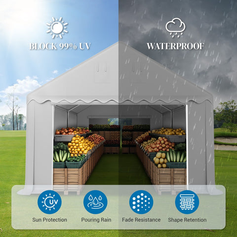 13ft Modern Outdoor Gray Carport Storage Shed