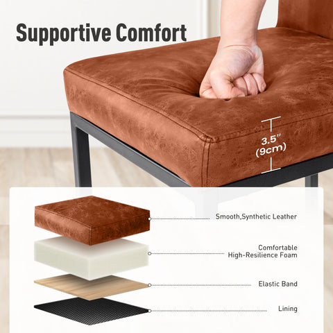 24 Inch Counter Height PU Leather Bar Stool with Backrest