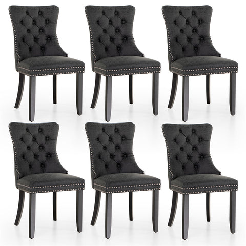 PU Leather Wing Back Side Dining Room Chairs Set of 6