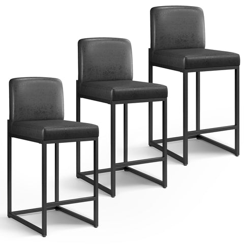 24 Inch Counter Height PU Leather Bar Stool with Backrest