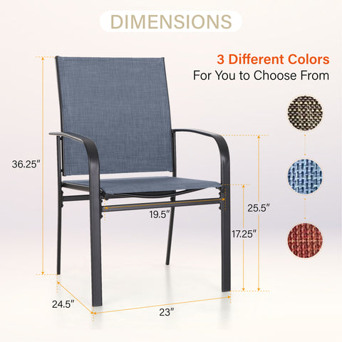 Colorful Patio Textilene Fixed Dining Chairs