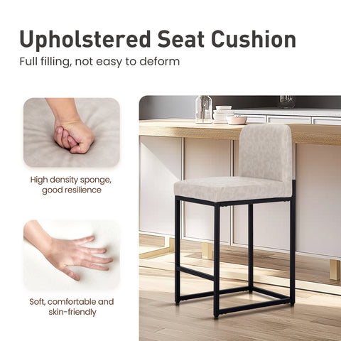 24 Inch Counter Height PU Leather Bar Stool with Backrest