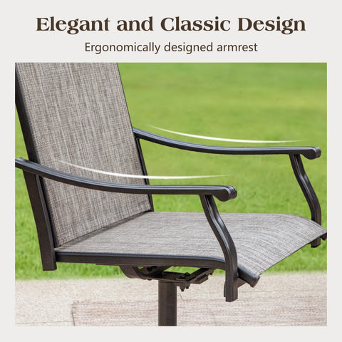 5-Piece Ergo Sling Textilene Swivel Chairs Outdoor Patio Dining Set