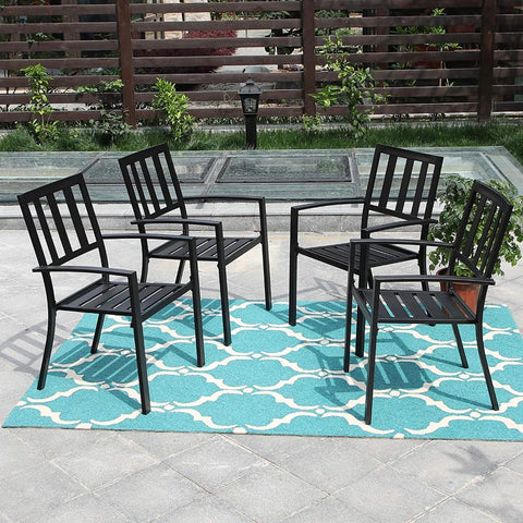 Outdoor Patio Metal Dining Chairs for Garden, Backyard
