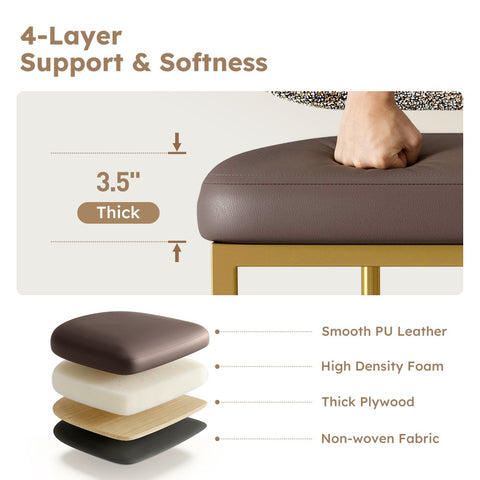 PHI VILLA 24" Modern PU and Chenille Counter Height Bar Stool, Set of 4