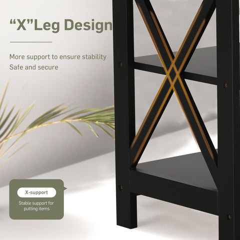 Black End Table Side Table for Living Room, Set of 2