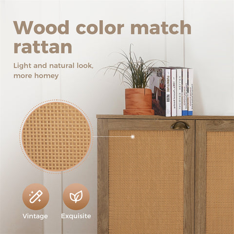Natural Rattan Storage Sideboard Buffet Cabinet and Chest of Drawers