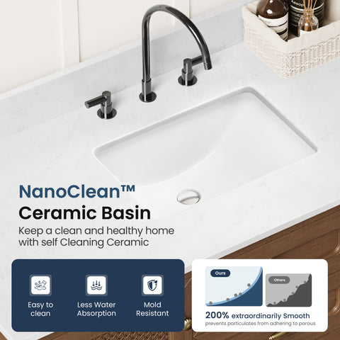 48" Free Standing Single Bathroom Vanity with Engineered Marble Top, Ceramic Sink, Backsplash