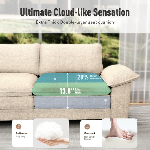 Cloud-Like Chenille Living Room Sofa Couch
