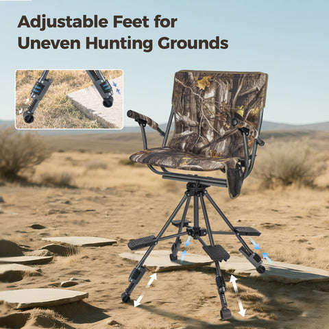 360° Silent Swivel Blind Hunting Chair with Shooting Pedals