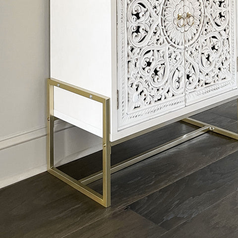 White Carved Accent Cabinet