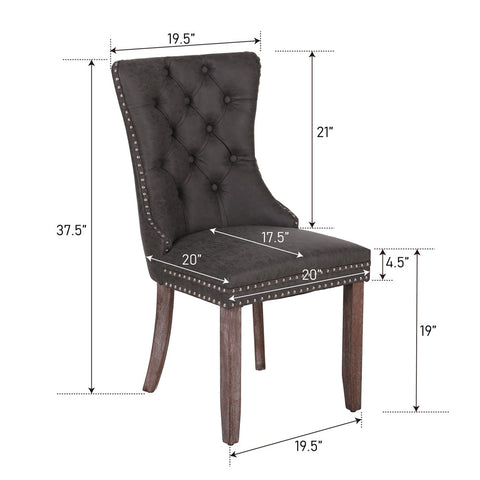 PU Leather Wing Back Side Dining Room Chairs Set of 2