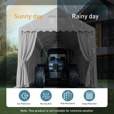 13ft Modern Outdoor Gray Carport Storage Shed
