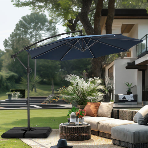 10ft Outdoor Patio Offset Cantilever Umbrella with Cross Base