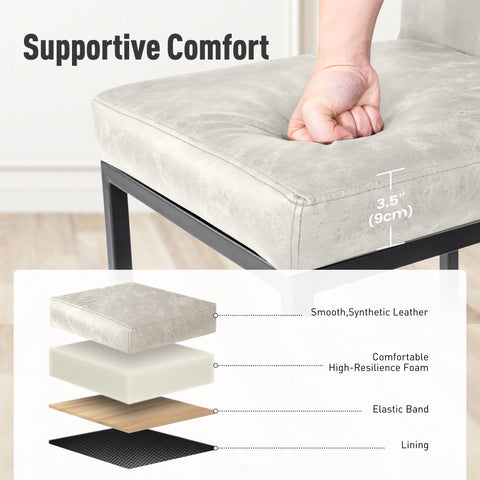 24 Inch Counter Height PU Leather Bar Stool with Backrest