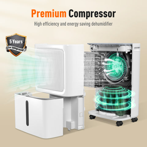 High Efficiency Home Dehumidifier with 3 Modes for Large Room