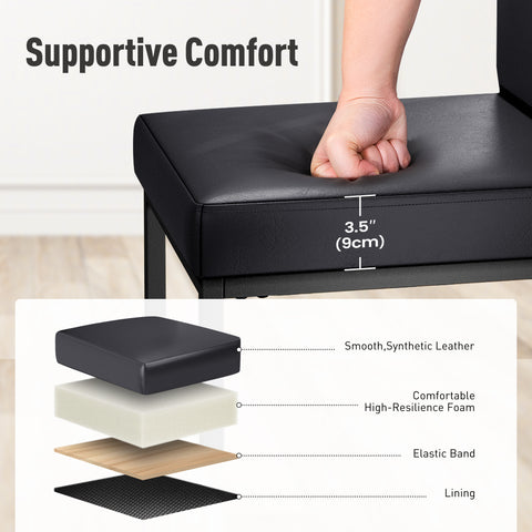 24 Inch Counter Height PU Leather Bar Stool with Backrest