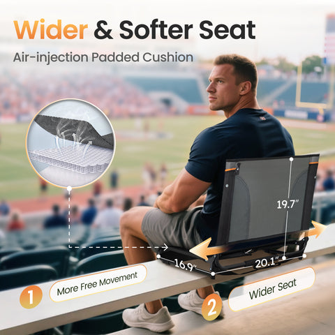 Folding Stadium Seat Chair for Bleachers with Back & Arm Rest, 2 Pieces