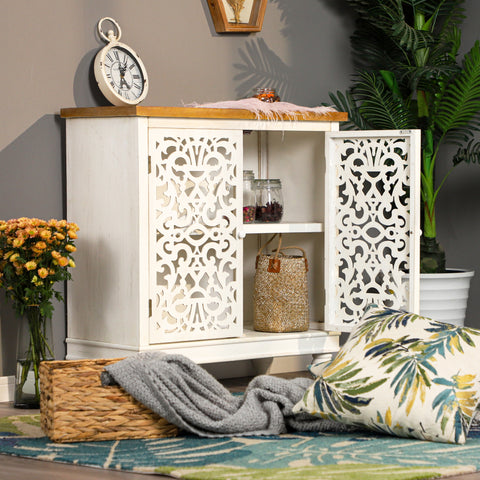 Accent Storage Cabinet with Decorative Carved