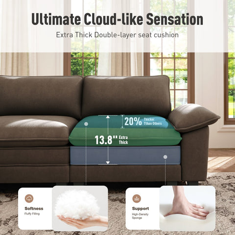 Modular Chenille Cloud Sofa with Ottoman for Living Room & Apartment