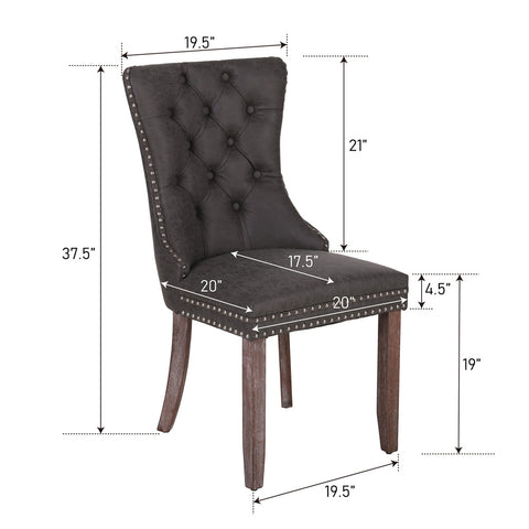 PU Leather Wing Back Side Dining Room Chairs Set of 2