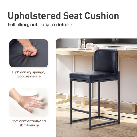 24 Inch Counter Height PU Leather Bar Stool with Backrest