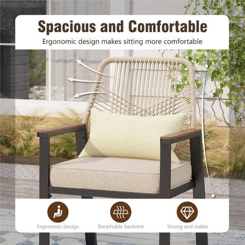 9-Piece Outdoor Patio Dining Set with Handcrafted Rattan Rope Chairs