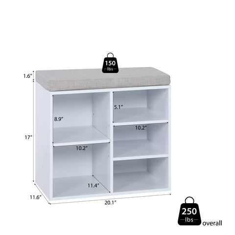 Small Shoe Storage Bench with Padded Cushion