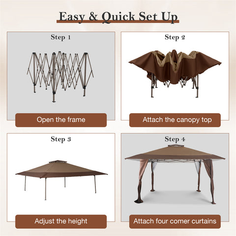 13' x 13' Pop-up Canopy Party Gazebo for Outdoor Patio Garden Events