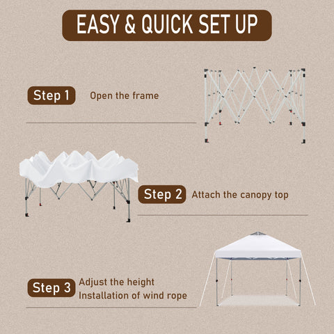 10'x10' Pop-up Canopy Tent with 3 Adjustable Height and Roller Bag