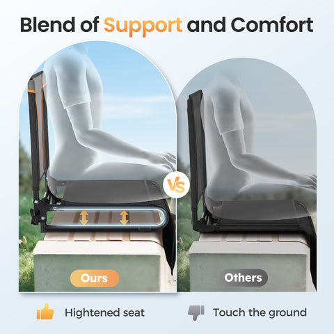 Folding Stadium Seat Chair for Bleachers with Back & Arm Rest, 2 Pieces