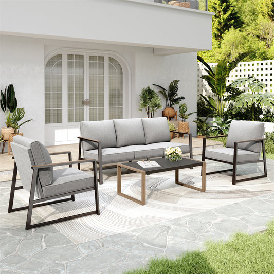 5-Seater Modern Textilene and Metal Outdoor Conversation Sofa Set
