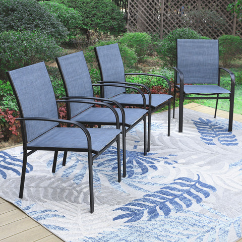 Colorful Patio Textilene Fixed Dining Chairs